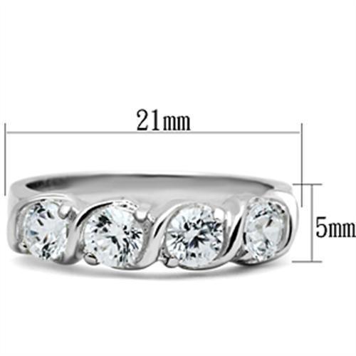 SS063 - Silver 925 Sterling Silver Ring with AAA Grade CZ  in Clear