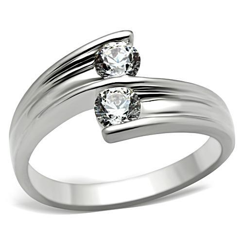 SS064 - Silver 925 Sterling Silver Ring with AAA Grade CZ  in Clear-0