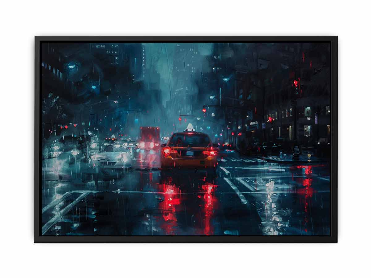 Rain Drive   Canvas Painting Art Print
