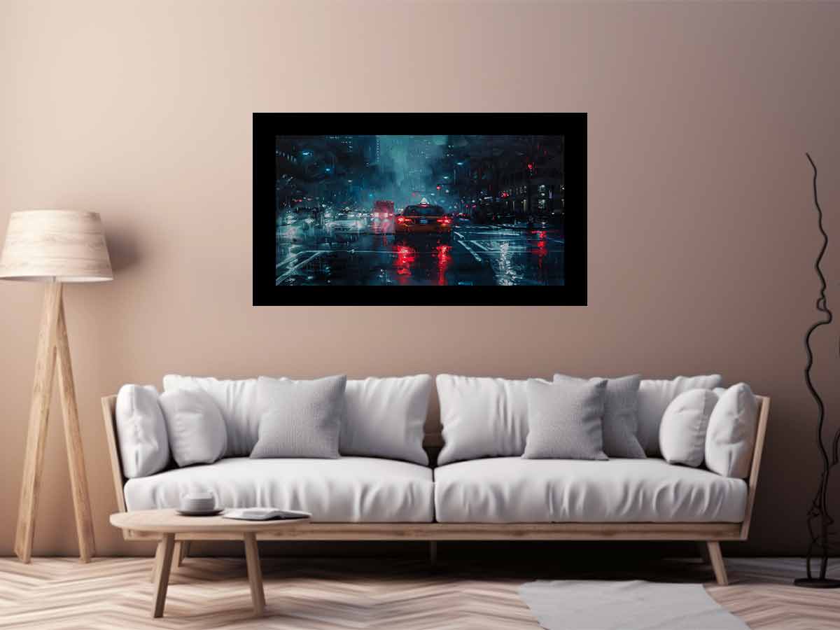 Rain Drive   Canvas Painting Art Print