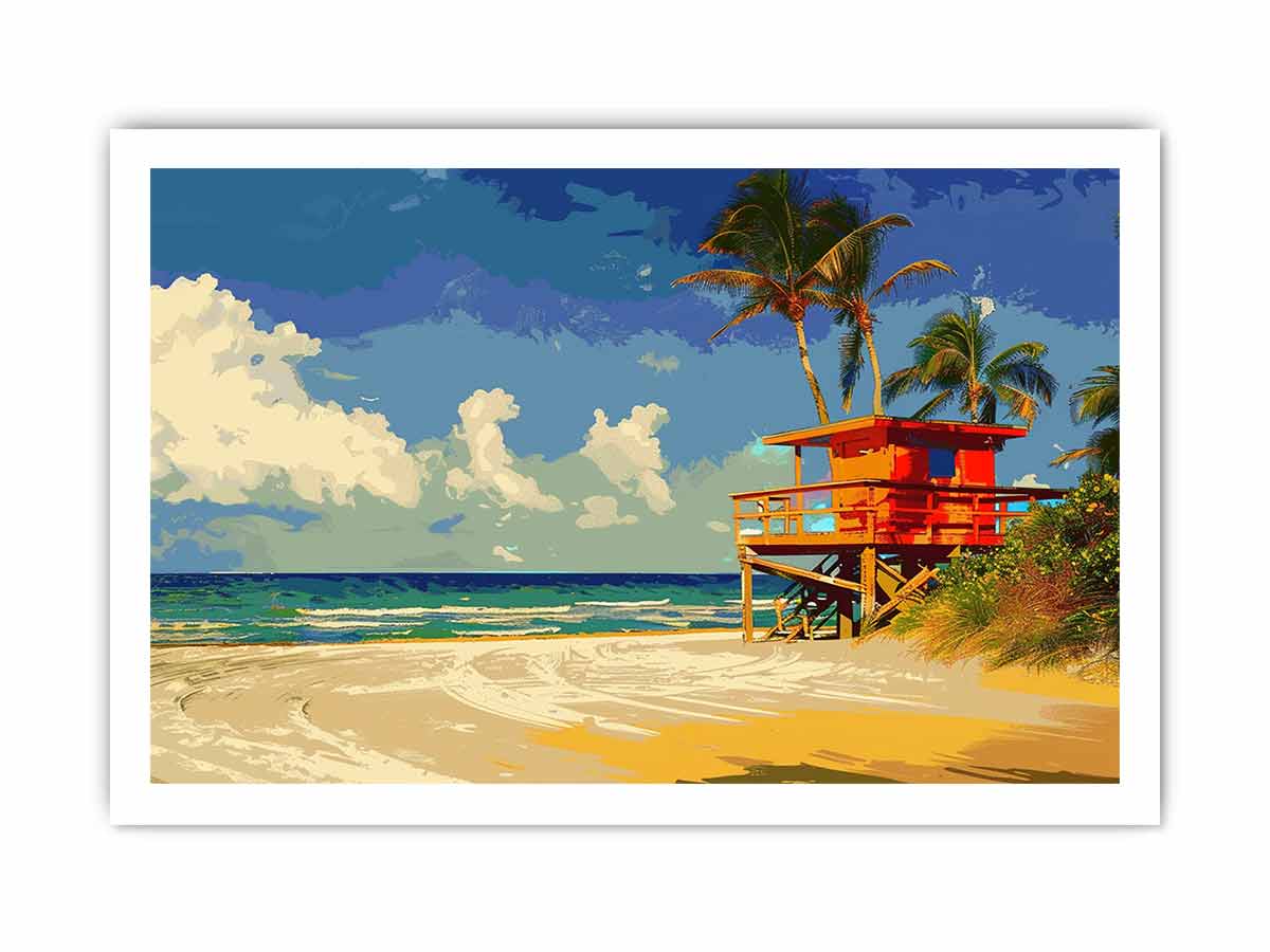 Beach Life Guard Canvas Painting Print