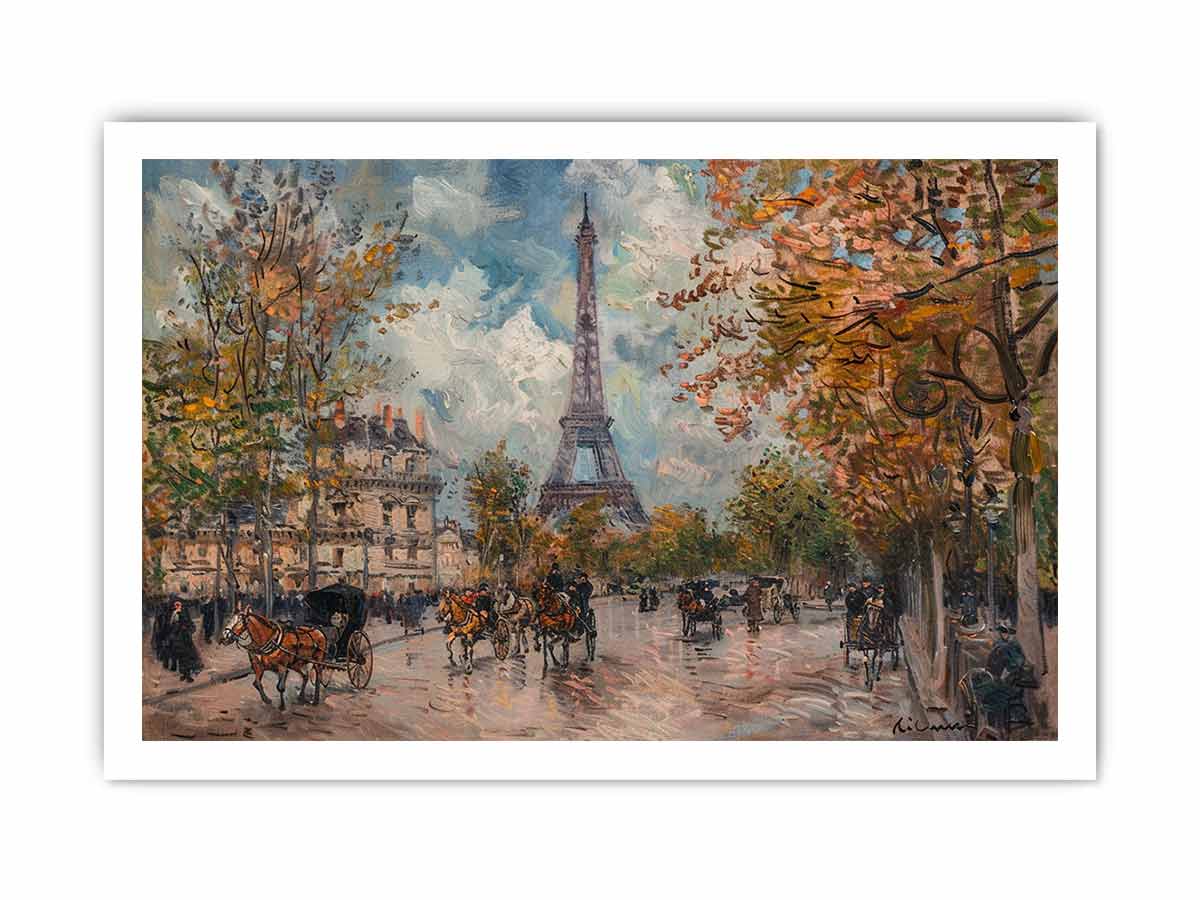 Vintage Eiffel Tower canvas painting