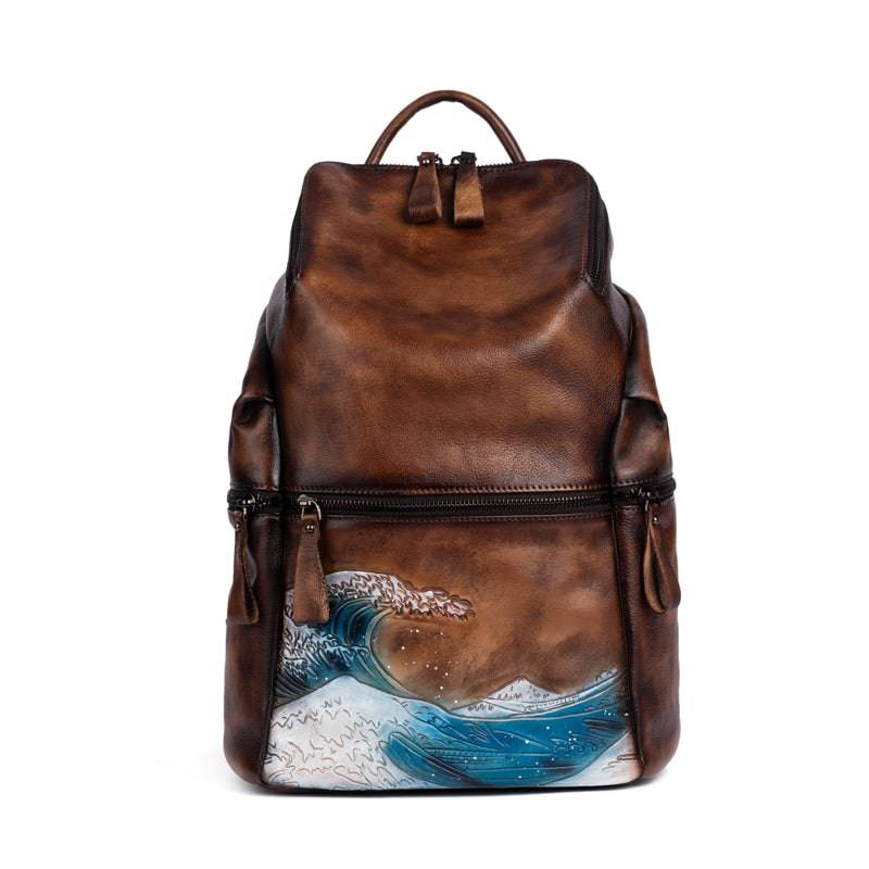 Womens Vintage Leather Large Backpack