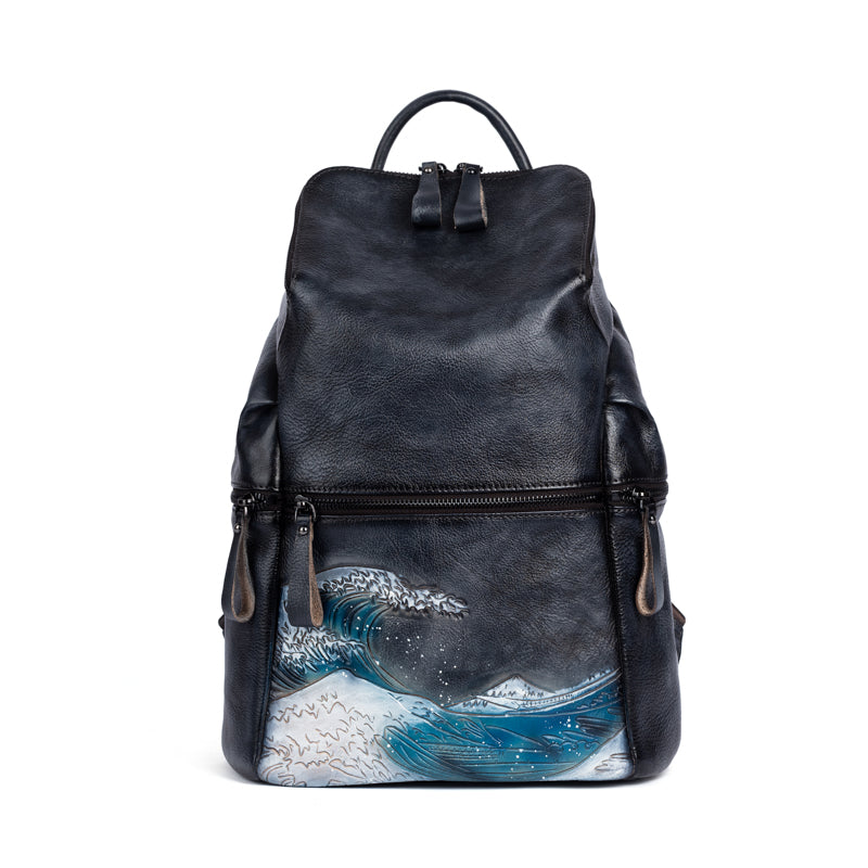 Womens Vintage Leather Large Backpack