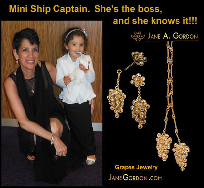 Grapes Necklace-18K Gold with Diamonds, Lariat Style on Hand-made Chain-3