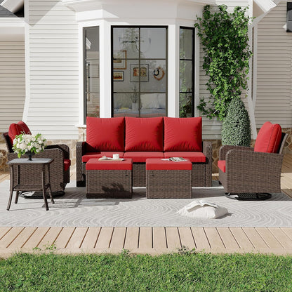 6 Piece Patio Furniture Set with Swivel Chairs