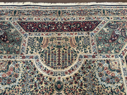 Persian Rug 8x11, Belgium Power Loomed Rug, Kirman Lavar Floral Design, Vintage Rug