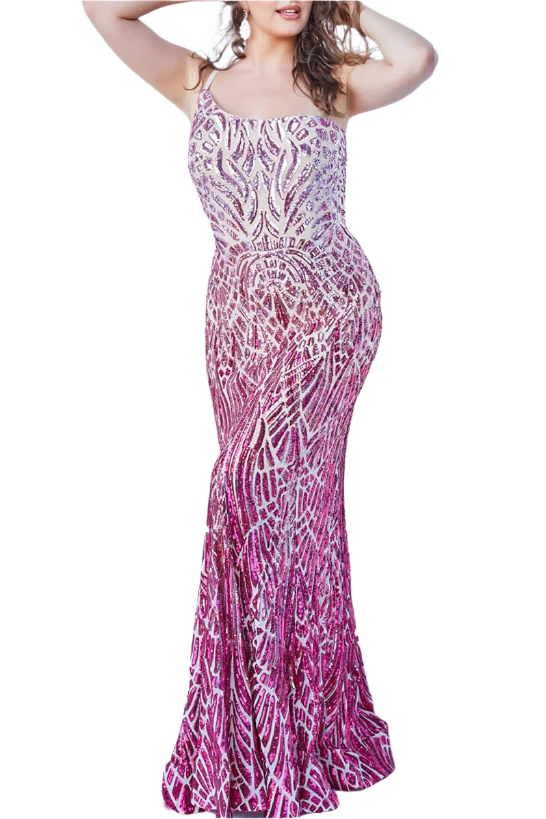 Jovani one shoulder bodycon embellished Sequin gown-1