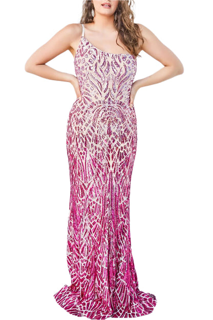 Jovani one shoulder bodycon embellished Sequin gown-0