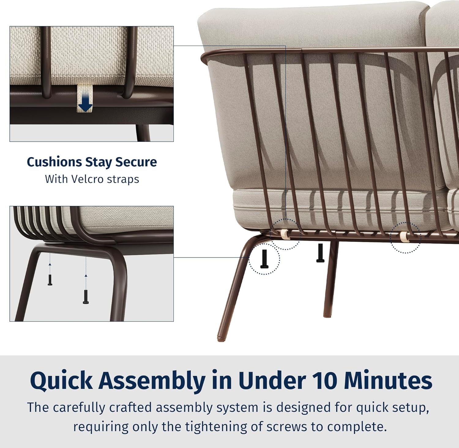 Modern 4-Piece Patio Furniture Set with Thick Cushions-4