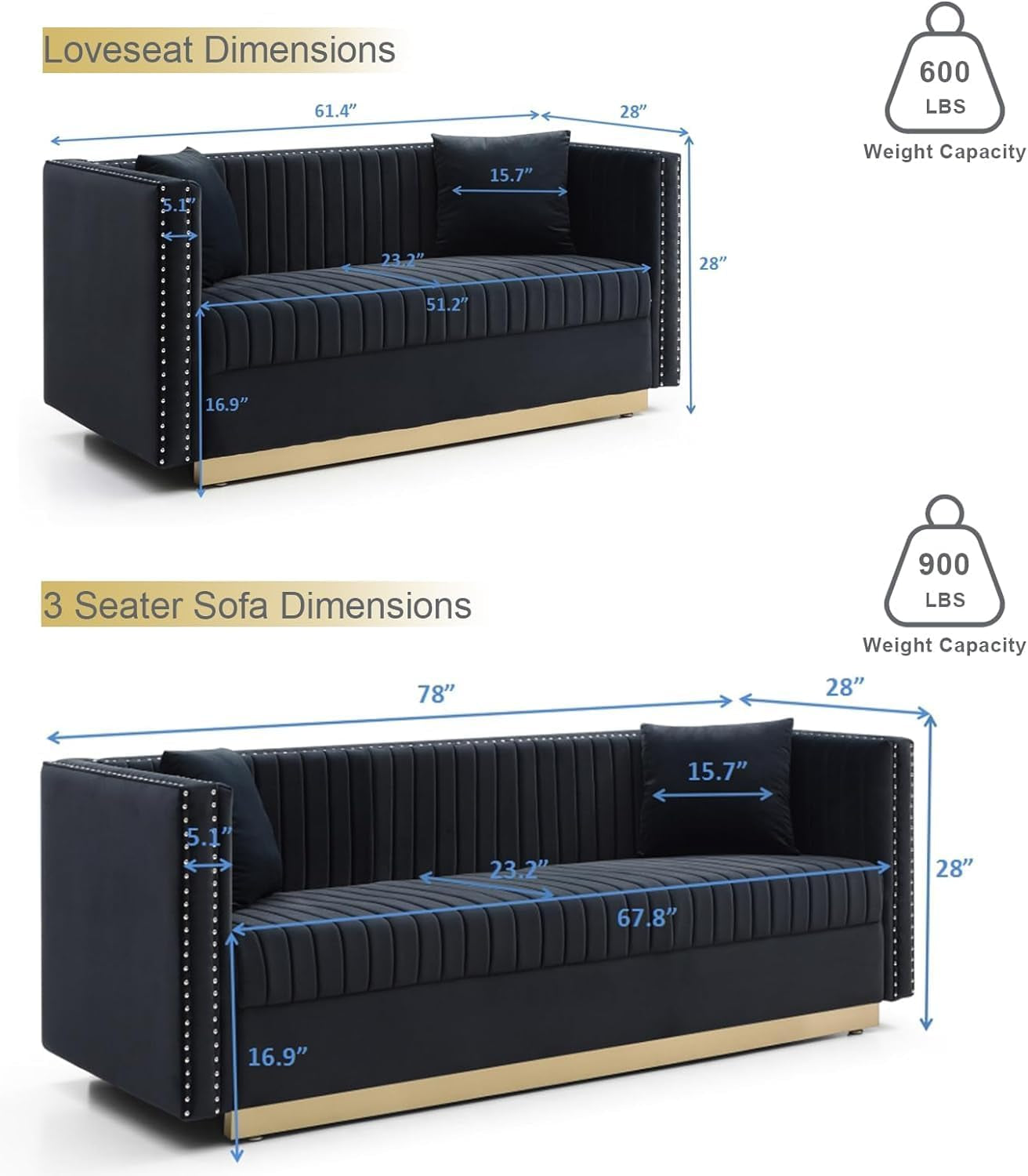 Luxury Velvet L-Shaped Sofa Set Gold Legs-1