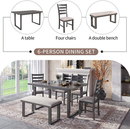 6-Piece Rustic Wood Dining Set-2