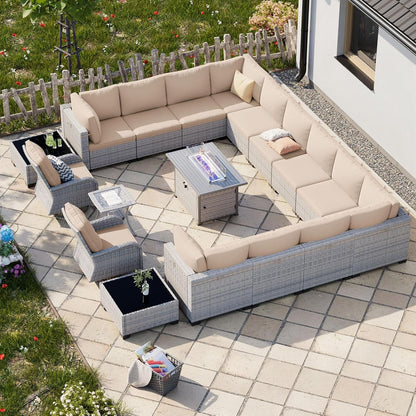 Luxurious 18-Piece Outdoor Patio Furniture Set with Fire Pit