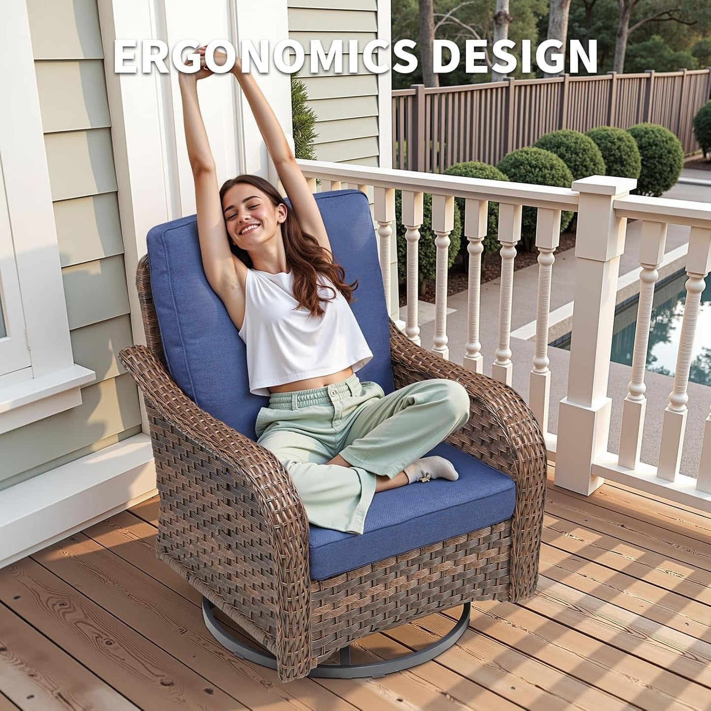 All-Weather Wicker Outdoor Patio Furniture Set With Swivel Rockers