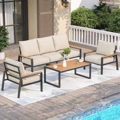 Stylish Four Piece Outdoor Patio Furniture Conversation Set