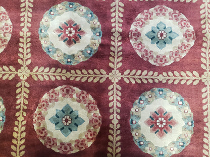 Nepalese Aubusson Panel Rug 6x9, Red & Ivory Soft Plush Tibetan Pile Rug, Wool Hand-Knotted Carpet, 6 x 9 Elegant Area Rug, Office Room Rug-3