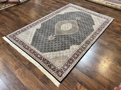 Sino Persian Rug 6x9, Herati Pattern, Vintage Handmade Hand Knotted Wool Oriental Carpet, Fine 6 x 9 Rug, Traditional Rug, Dark Blue Rug-1