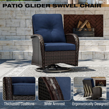 Outdoor Wicker Patio Furniture Set with Swivel Rockers
