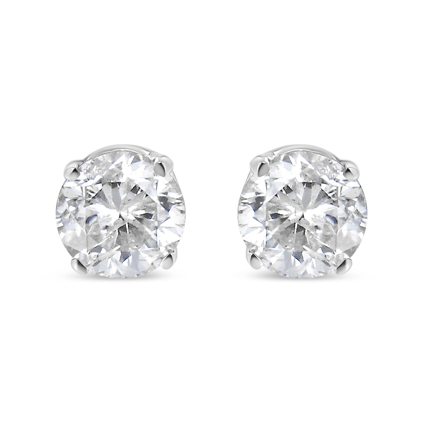AGS Certified 14K White Gold 1.0 Cttw 4-Prong Set Brilliant Round-Cut Solitaire Diamond Push Back Stud Earrings (E-F Color, SI2-I1 Clarity)-0