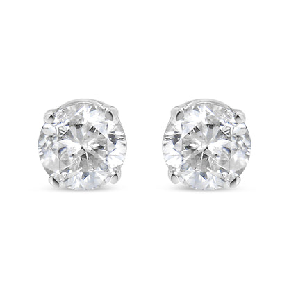 AGS Certified 14K White Gold 1.0 Cttw 4-Prong Set Brilliant Round-Cut Solitaire Diamond Push Back Stud Earrings (E-F Color, SI2-I1 Clarity)-0