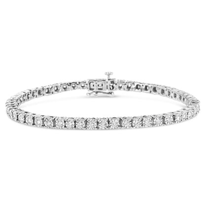 10K White Gold 1/2 Cttw Real Diamond Illusion-Set Miracle Plate Tennis Bracelet (I-J Color, SI2-I1 Clarity) - Size 7.5"-0