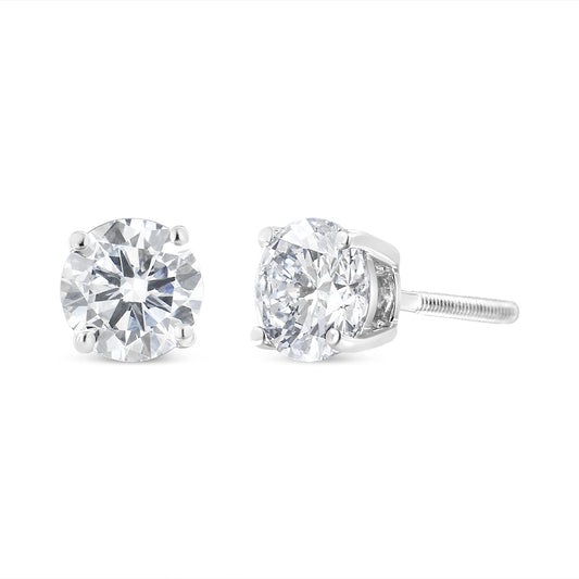 14K White Gold 1 1/2 Cttw Lab Grown Diamond Solitaire Stud Earrings with Screwbacks (F-G Color, VS2-SI1 Clarity)-0