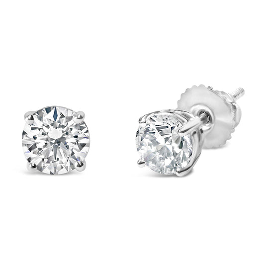 IGI Certified 14K White Gold 1 1/2 Cttw Round Diamond Solitaire Stud Earrings with Screwbacks (G-H Color, I1-I2 Clarity)-0