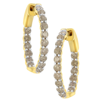 10K Yellow Gold Plated Sterling Silver Diamond Hoop Earrings (2 cttw, K-L Color, I2-I3 Clarity)-0
