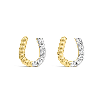 10K Yellow Gold 1/10 Cttw Braided Horseshoe Stud Earrings (H-I Color, SI1-SI2 Clarity)-0