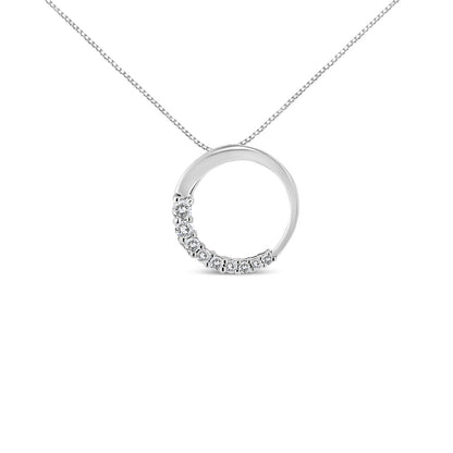 14K Gold 1/4 Cttw Round-Cut Graduating Diamond Open Circle Hoop 18" Pendant Necklace (J-K Color, I1-I2 Clarity)-0