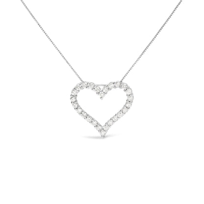 .925 Sterling Silver 2.0 Cttw Diamond Open Heart 18" Pendant Necklace (I-J Color, I2-I3 Clarity)-0