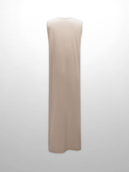 Basic T-Shirt Slip Dress-Tan