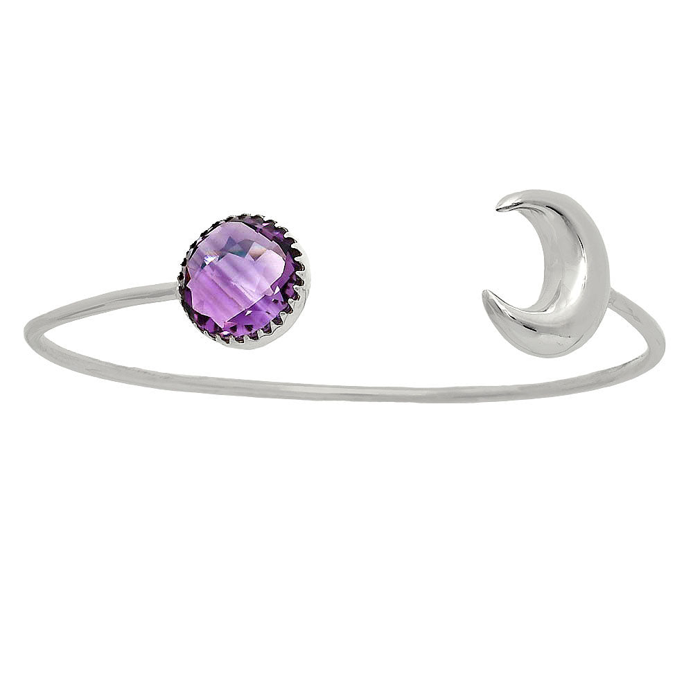 Premium Crescent Moon Amethyst Briolette Cuff Bangle Bracelet B-1046 11-EB10009