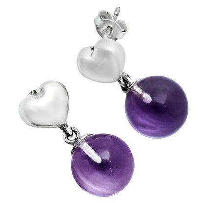 Premium Quality Heart - Amethyst Ball - Brazil Earrings E-1258 11-EE10021