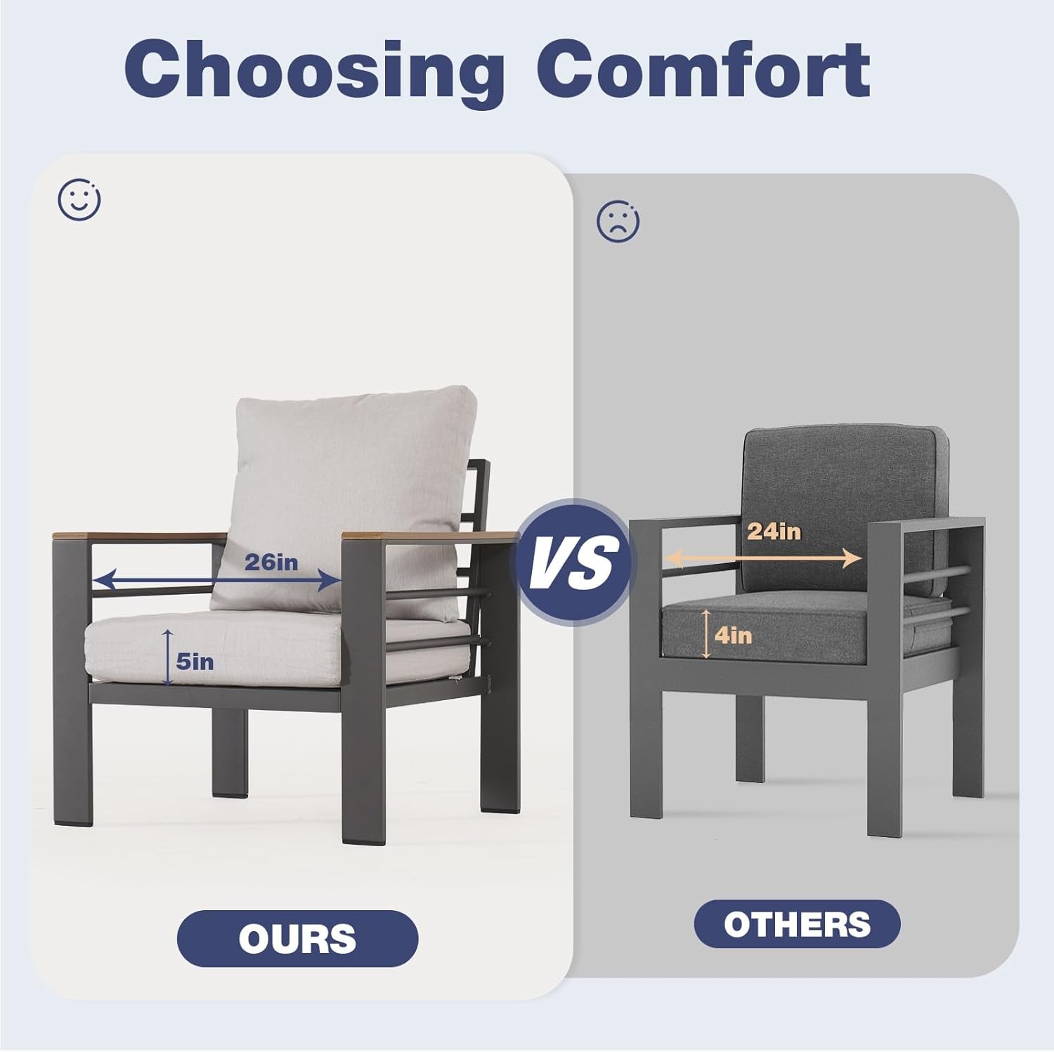 Oversized Aluminum Patio Furniture Set with Thick Cushions-2