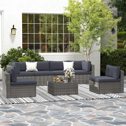 Seven Piece Outdoor Patio Furniture Set with Cushions
