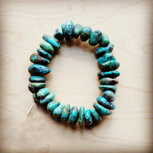 Chunky Genuine Natural Turquoise Beaded Bracelet 802b