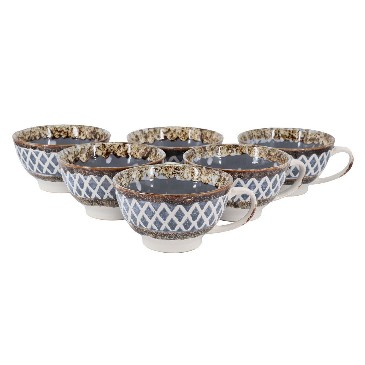 Meritage Otis 6 Piece 27 Ounce Stoneware Soup Bowl with Handle Set in Gray-0