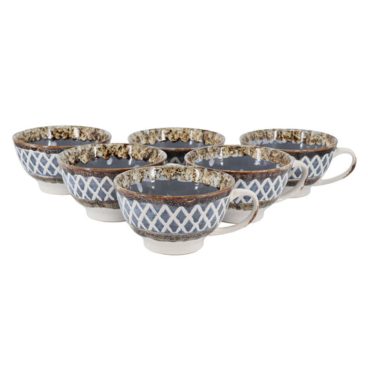 Meritage Otis 6 Piece 27 Ounce Stoneware Soup Bowl with Handle Set in Gray-0
