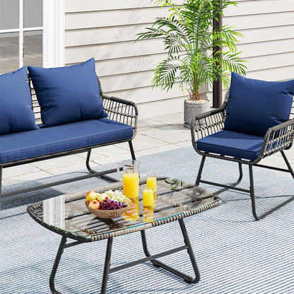 Stylish Four Piece Wicker Outdoor Bistro Furniture Set