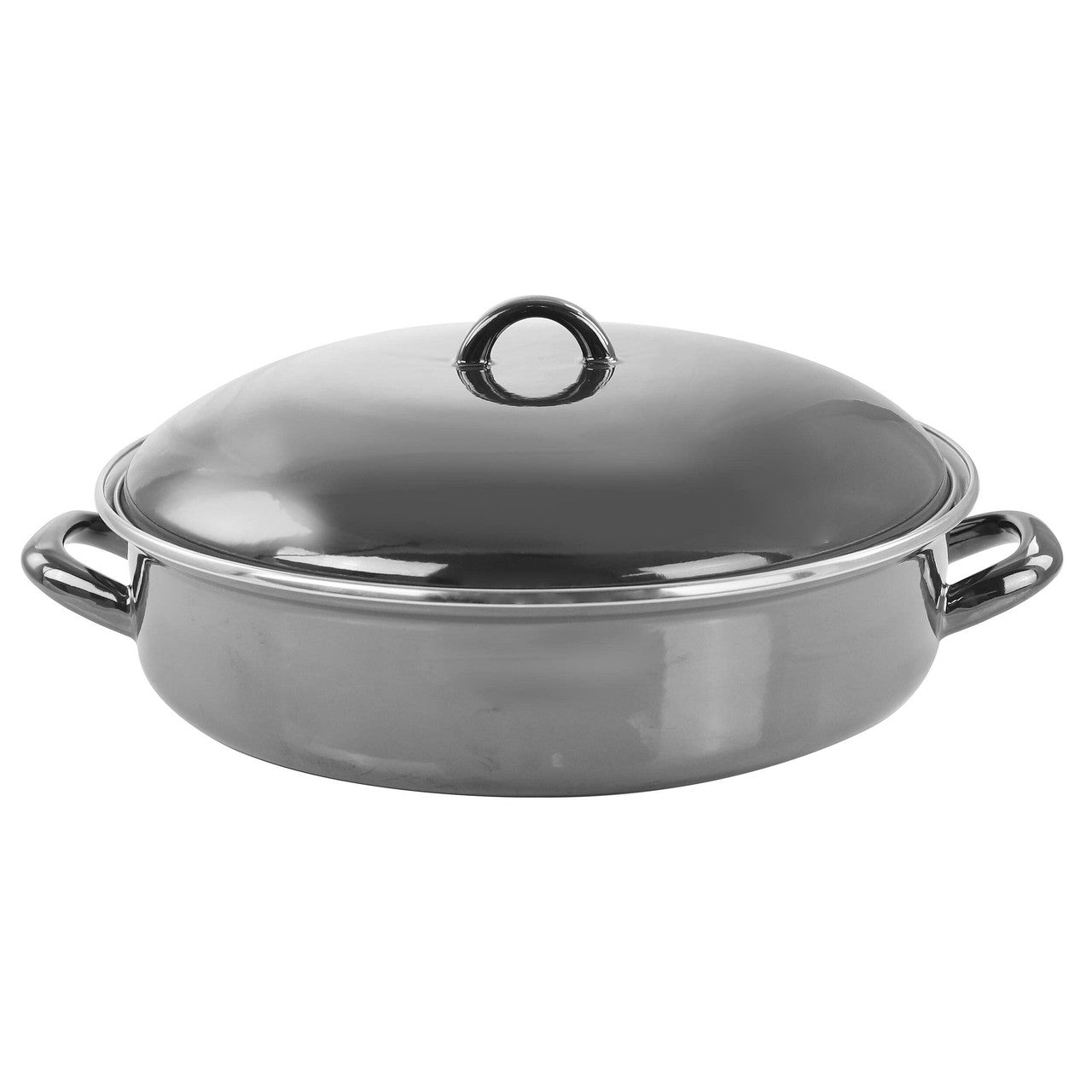 Gibson Home 5 Quart Gray Enamel on Steel Braiser Pan with Lid