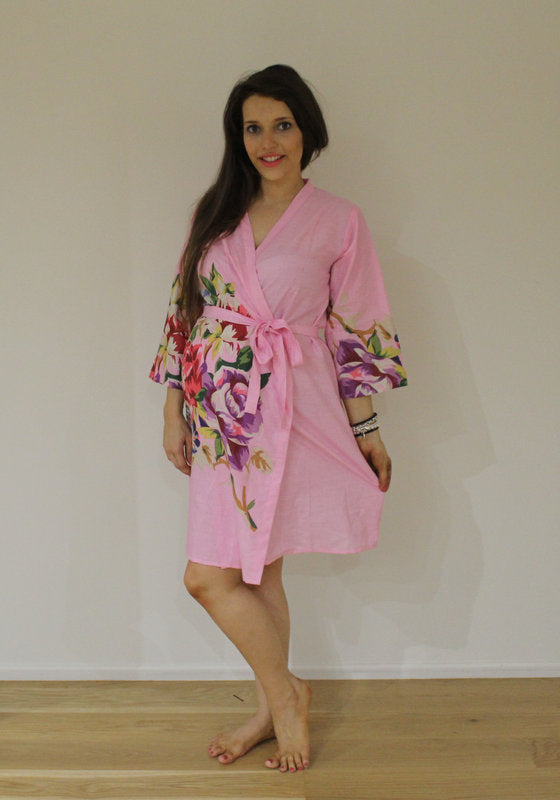 Pink Floral Maternity Hospital Gown-0