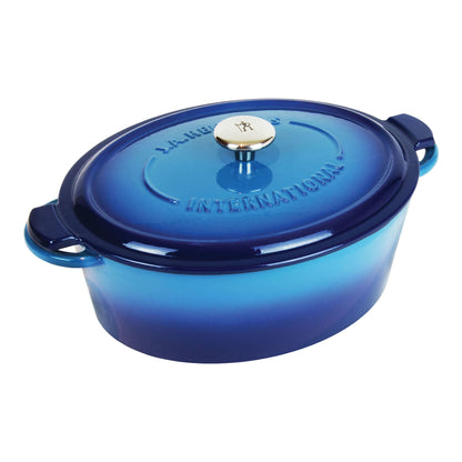 HENCKELS Cast Iron 4.4 L Cast Iron Oval French Oven, Blue