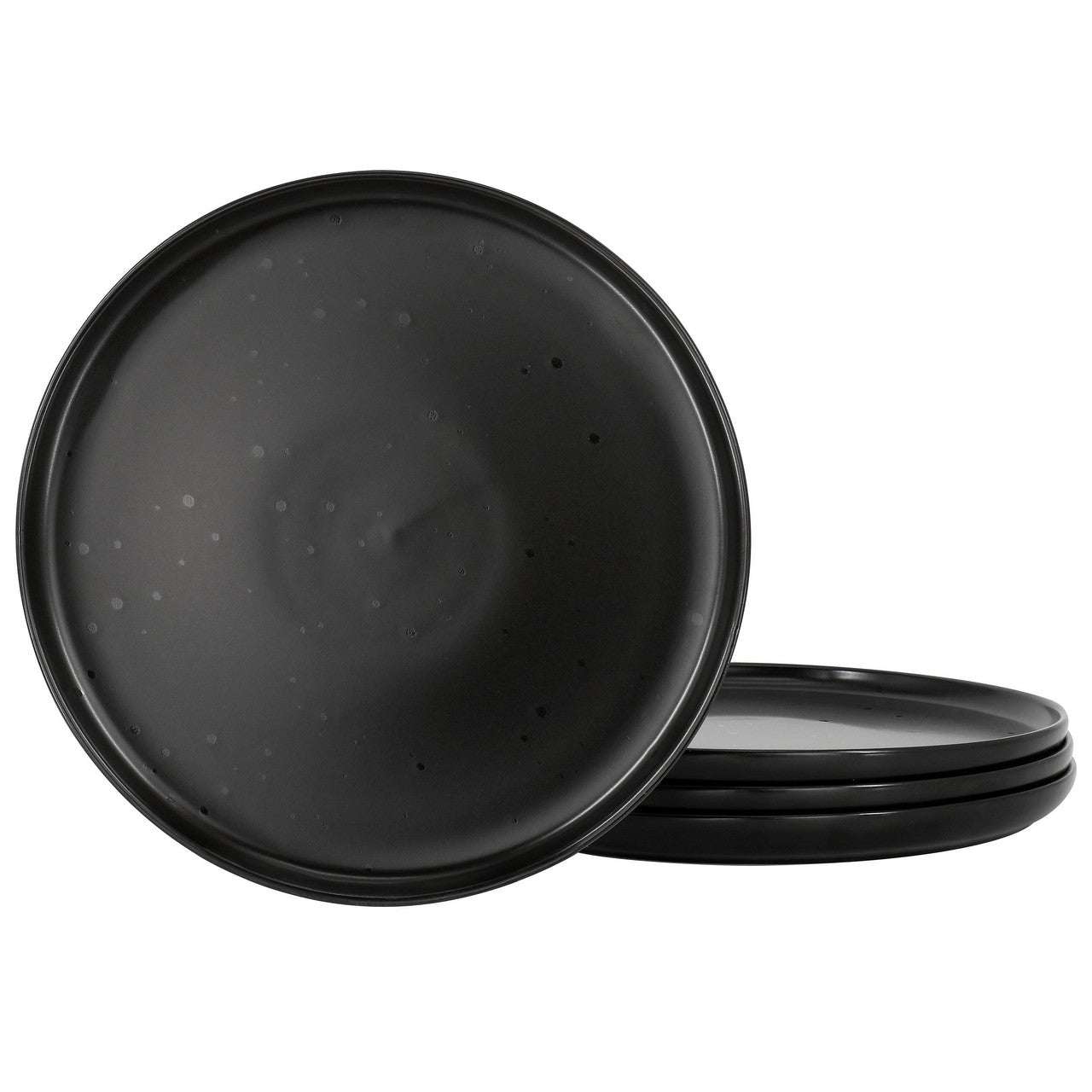 Our Table Landon 4 Piece 8.4 Inch Round Stoneware Salad Plate Set in Pepper