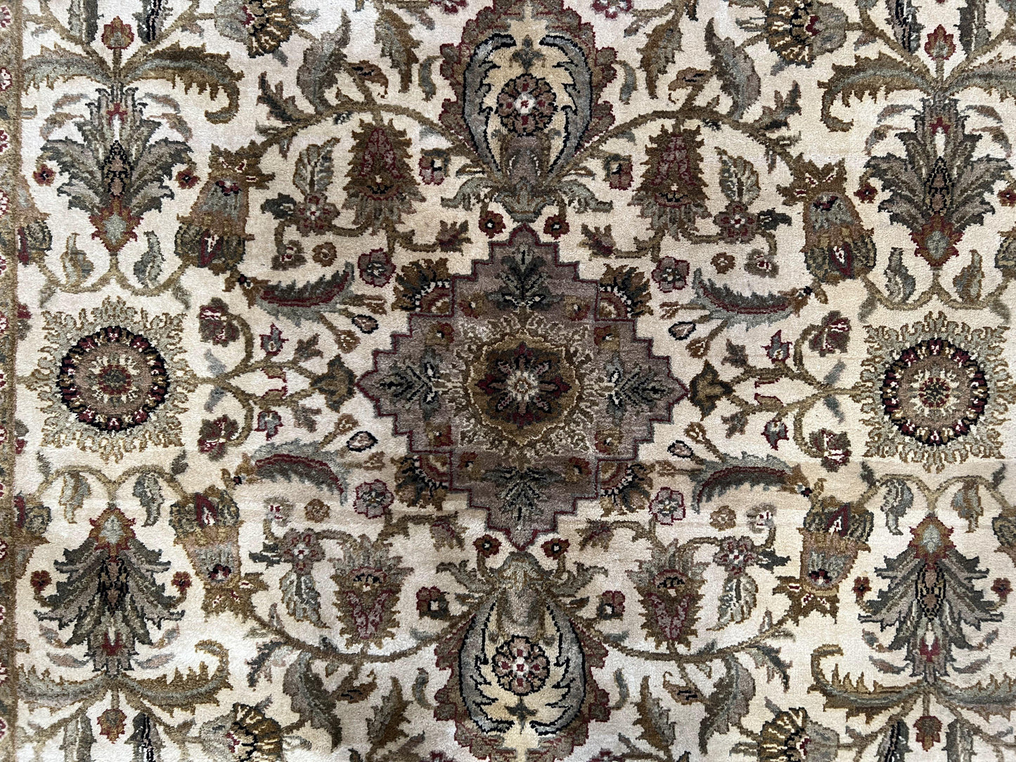 Indo Mahal Rug 6x9, Indian Floral Carpet 6 x 9, Beige and Black, Allover Design, Living Room Rug, Bedroom Rug, Traditional Rug, Vintage Rug