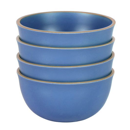 Gibson Home Rockabye 4 Piece 6.1 Inch Melamine Cereal Bowl Set in Blue