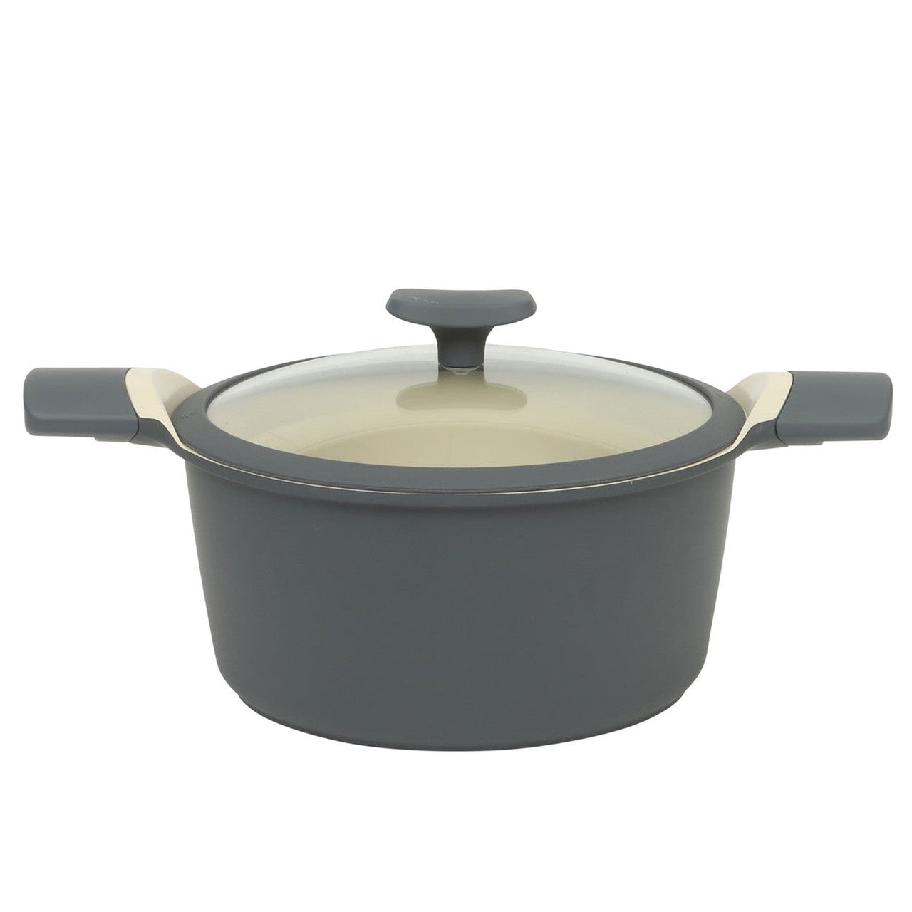 Oster Rooney 5 Quart Ceramic Nonstick Cast Aluminum Dutch Oven with Lid in Grey