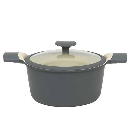 Oster Rooney 5 Quart Ceramic Nonstick Cast Aluminum Dutch Oven with Lid in Grey