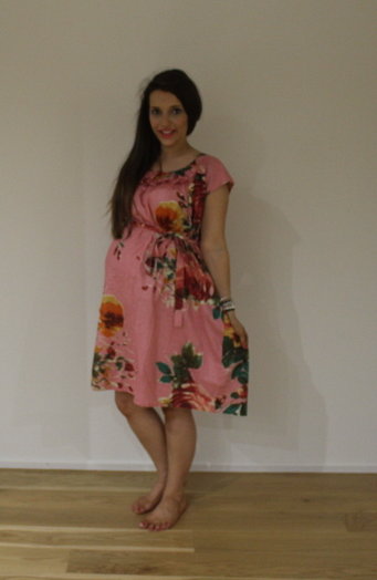 Coral Big Floral Maxi Maternity Dress-1