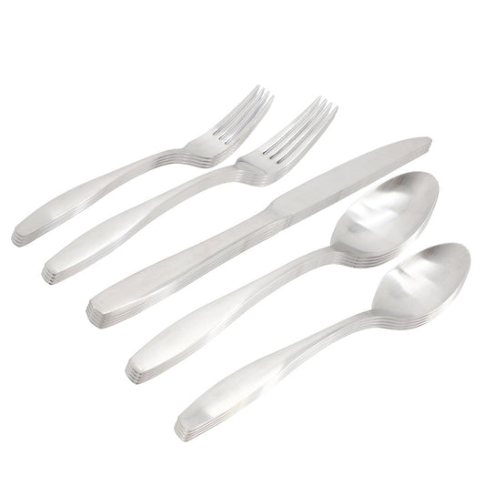 Gibson Home Karlton 20 Piece Stainless Steel Flatware Set in Matte Silver